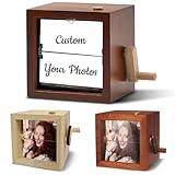 Personalisierte hölzerne Handkurbel Flip-Foto-Box, individueller animierter Album-Rahmen, Jahrestags-Hochzeitsgeschenk für Paare, Freunde und Familie