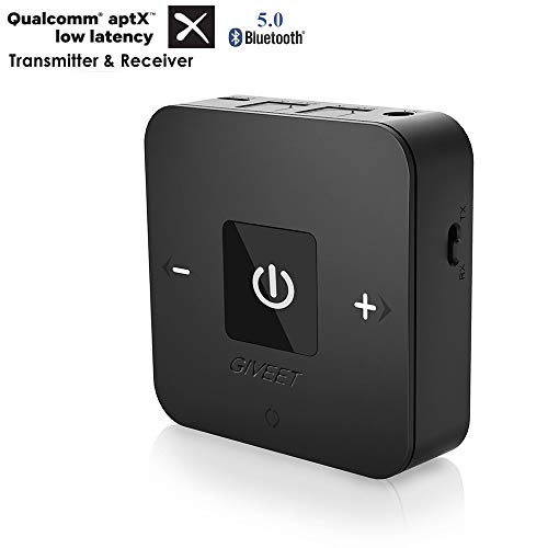 Giveet 2-en-1 Bluetooth V5.0 Transmetteur Récepteur, Toslink Optique Numérique et 3.5mm Adaptateur Audio sans Fil pour TV Haut-Parleur, Système Stéréo Home Car, Certifié aptX Faible Latence