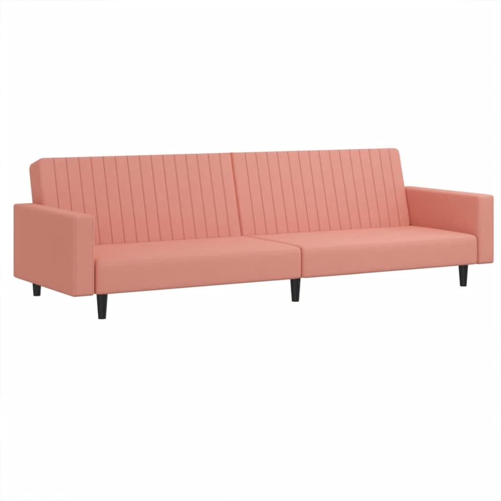 Sofa z funkcją spania 2-osobowa, różowy aksamit, 220 x 84,5 x 69 cm, wymienna, do salonu, pokoju gościnnego, wygodna sofa do spania, wytrzymała konstrukcja