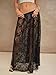 Verdusa Women's Goth See Through Lace Skirts Elastic High Waist Sheer A Line Long Skirt Black Small