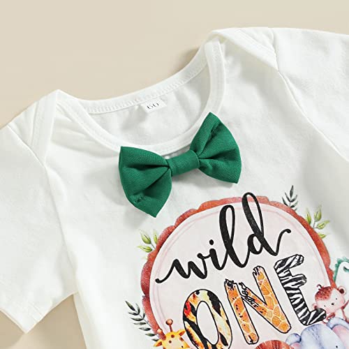 Baby Boy First Birthday Outfit Wild One Animal Bowtie Romper Suspender Shorts Cake Smash Clothes4
