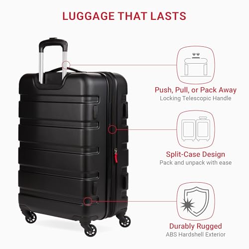Image of SWISSGEAR 7366 Expandable Hardside Spinner (Medium Checked, Black)