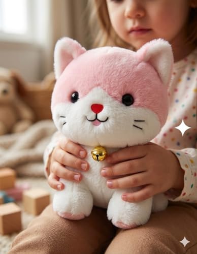 Image of Liquortees CAT Soft Toy Teddy Bear, Plush Stuffed Animal, Cute Huggable Pink Cat Plush 22 cm, Baby Gift for Baby Boy & Baby Girl, Girls, Girlfriend, Soft Cuddly Animal Toy