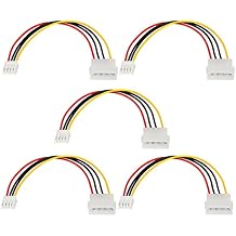 SinLoon Computer Molex 4 Pin Power Supply Extension Cable, 8 Inch IDE Power to Floppy Drive Power Interface Cable. 5-Pack 4Pin