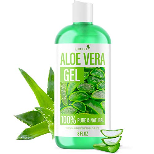 Pure Aloe Vera Gel for Moisturizing Skin, Face, and Hair - Aloe From Freshly Cut Aloe Plant - Soothing Aloe Lotion for Sunburn Relief & Acne - Grown in the USA - Non Sticky - 8 oz