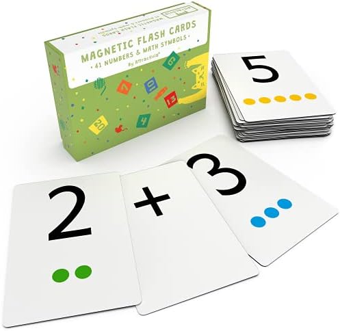 Attractivia Magnetic Number Flash Cards - Large 0-25 Math Cards, Early Addition and Subtraction, Multiplication, Division and Symbols, for Classroom Teachers, Homeschool, Toddlers, Kids and Adults