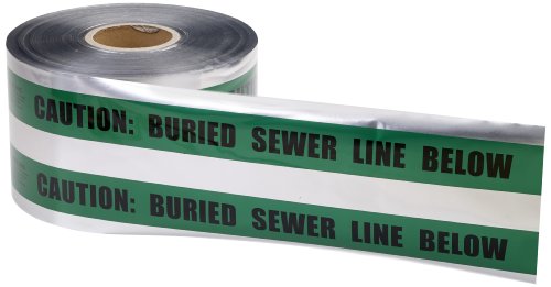 Mutual Industries "17774 Polyethylene Underground Sewer Line Detectable Marking Tape, 1000' Length x 6"" Width, Green", one Size (17774-38-6000)