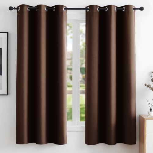 Image of Deconovo Room Darkening Thermal Insulated Grommet Top Blackout Window Curtains Pair For Living Room Chocolate 42x63-Inch by Deconovo