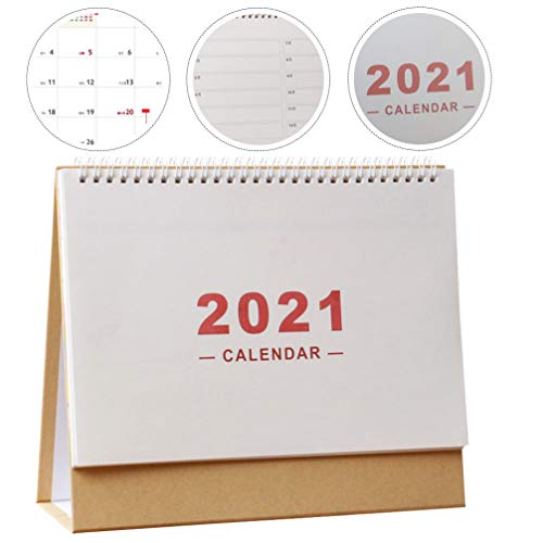 FAVOMOTO 2021 Bureau Kalender Staande Flip Maandelijkse Kalender Coil Draad Volledige Jaar Desktop School Kalender Ezel… - Afbeelding 6