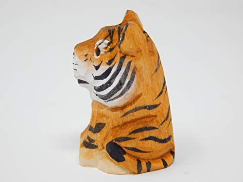 Figura de tigre tallada a mano en madera miniatura 5