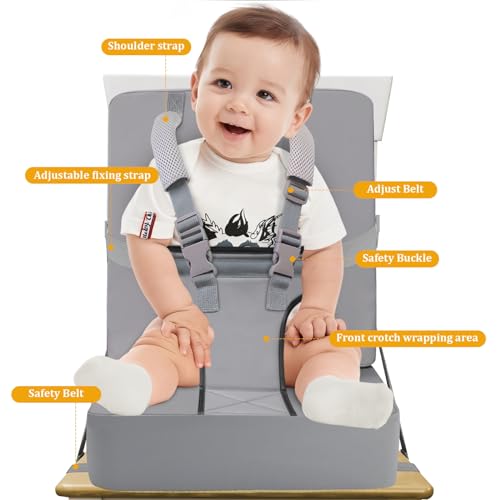 Booster Seat for Kitchen Chair at Table - Toddler Harness Seat Straps High Back PU Ease of Cleaning Sturdy Booster Seat for Dining Table for Kid Child Baby