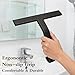 Livoanah Shower Squeegee for Glass Doors - Squeegee for Shower Glass - All-One-Piece Silicone Cleaner with Hook, Professional Tool for Bathroom Window, Mirror, Tile, Car & Kitchen (Black)