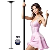 PYY Dance Pole for Home - Adjustable & Portable Dancing Pole for Gym Studio Pub, Chrome Finish, Spinning & Static Modes, No Drilling Required, Remote LED Lights, Fits 88
