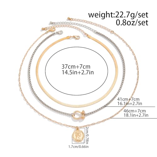 Layered Necklaces for Women Chunky Silver Necklace Coin Paperclip Stacked Necklace Trendy Statement Jewelry2