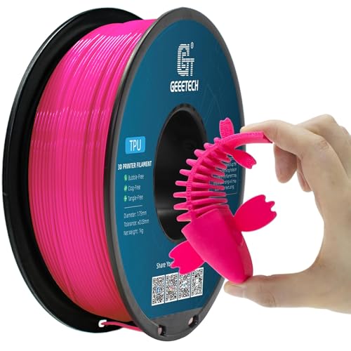 Image of Geeetech TPU Filament 1.75mm, 95A Flexible 3D Printer Filament with High Elasticity, 1KG (2.2lbs) Spool, Dimensional Accuracy ±0.03mm, Fits Most FDM Printers (Pink)