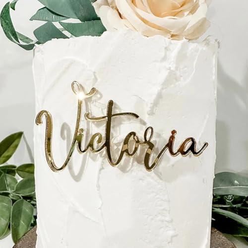 Adorno for tarta de cumpleaños, adornos personalizados de madera for tarta, acrílico dorado personalizado con nombre, decoración for tartas multicapa, decoración del hogar