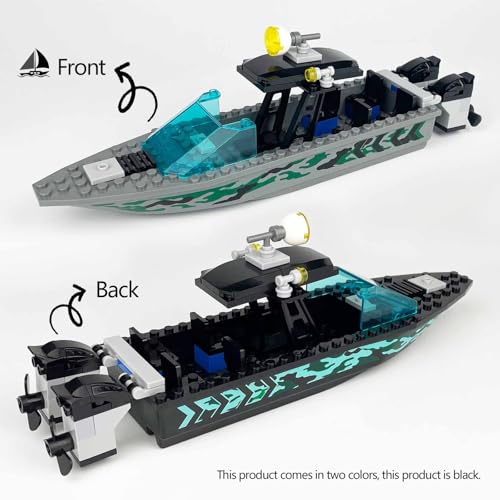 Image of Speed Boat Building Blocks Sets, City Police Fire & Rescue & Patrol & Floating Boat Toy, City Coast Guard Boat & Ships, Creative Building Bricks Compatible with Lego, Fun Gift for Kids (Model B)