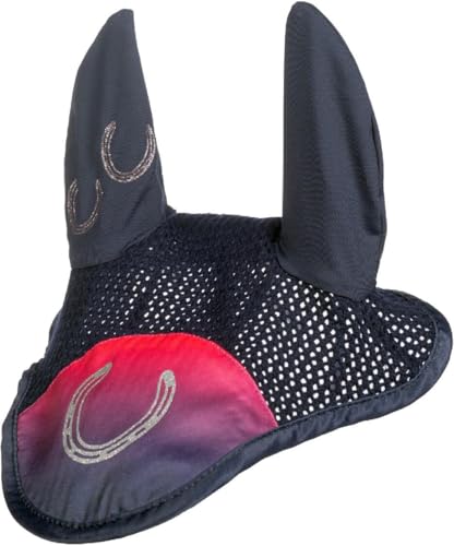 Bonnet anti-mouches HKM Aymee poney bleu foncé pour stopper les secousses de tête