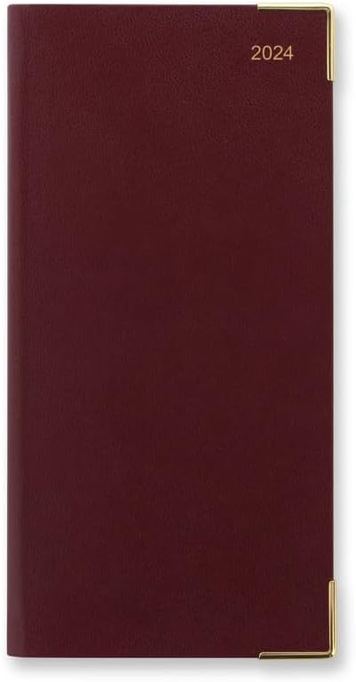 Letts Classic Slim portrait week to view with appointments 2024 diary - burgundy