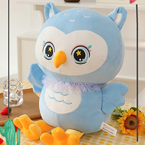 Image of Tickles Ellie Owl Super Soft Stuffed Plush Animal Toy for Kids Boys Girls Birthday Gift (Color: Blue; Size: 30 cm)