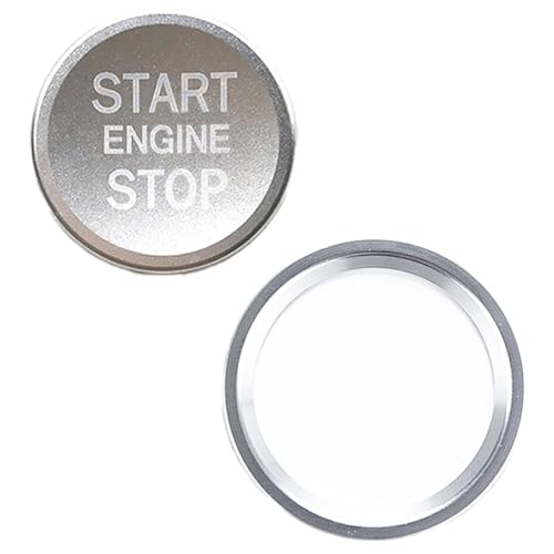 YUVKIN Embellecedor de arranque para motor, botón de parada de encendido, adhesivo de aleación de aluminio, cubierta y anillo decorativo para sin llave(Plata)