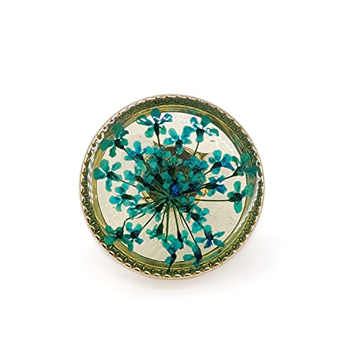 Craftisum Cyan-Blue Flower Inclusion Glass Sewing Shank Buttons 20 Pcs - 18Mm, 23/32" #TOP12