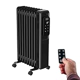 Black+Decker BXRA2001E – Radiatore a olio elettronico 2000W | 9 elementi | 3 livelli di calore | Display digitale con termostato regolabile | Timer 24h | Ultra silenzioso