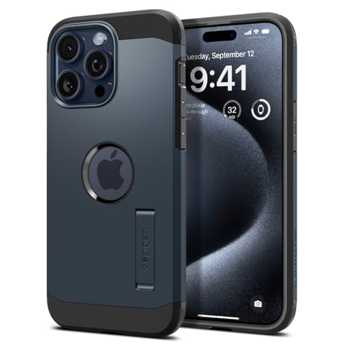 Image of Spigen Tough Armor MagFit Designed for iPhone 15 Pro Case (2023) [Kickstand] [Military-Grade Protection] Compatible with MagSafe - Metal Slate