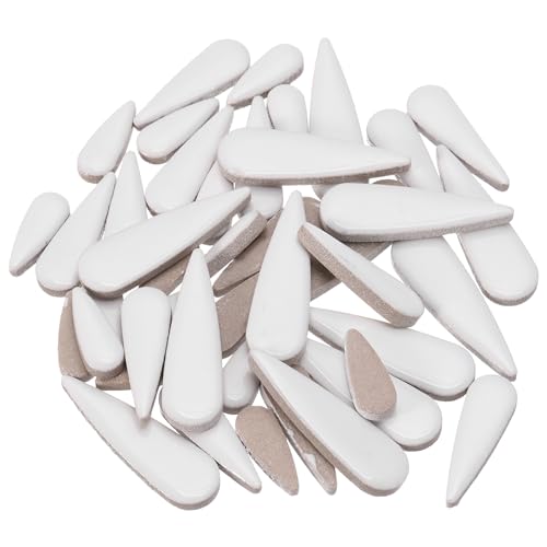 sourcing map Petal Mosaic Tiles for Crafts 100g Tear Drop Porcelain Mosaic Tiles for Mosaic Art Projects and Outdoor Decorations White