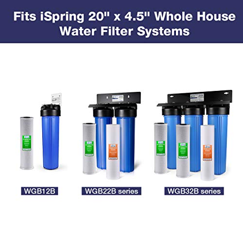 Ispring Cro1000 4-Stage Tankless Commercial Reverse Osmosis Water Filtration System & Fc25Bx4 High Capacity 4.5" X 20" Whole House Water Filter Cto Carbon Block, 4 Count, White #TOP5