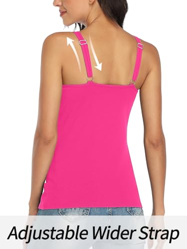 Image of V FOR CITY Women's Cotton Tank Top with Unpadded Shelf Bra Adjustable Wide Strap Camisole Summer Basic Udershirts
