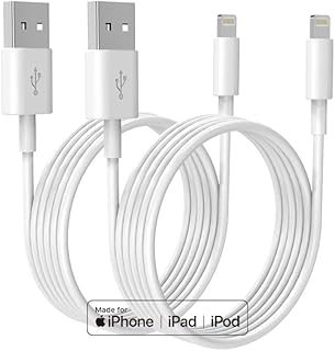 PEAPOLET iPhone Charger Cable, [Apple MFi Certified] Lightning Cables 2 Pack USB-A to Lightning Apple Long iPhone Cable Fast Charging for iPhone 14/13/12/11Pro/Max/XS/X/XR/8/7/6 iPad iPod (6.6 FT)