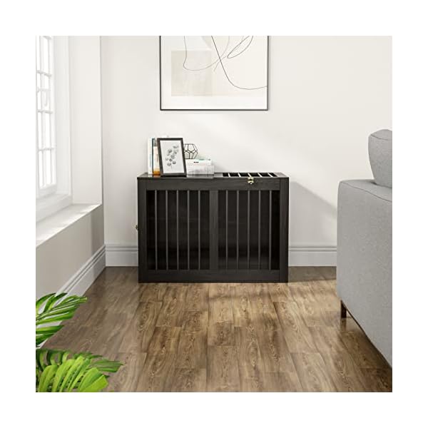 Furniture-Style-Dog-Crate-Wooden-Dog-Crate-End-Table-Double-Doors-Dog-Kennels-Indoor-Modern-Decorative-Dog-Crates-Furniture-Dog-Cage-Side-Table-Chew-Proof-Easy-to-Assemble- Modern Decorative Dog Crates