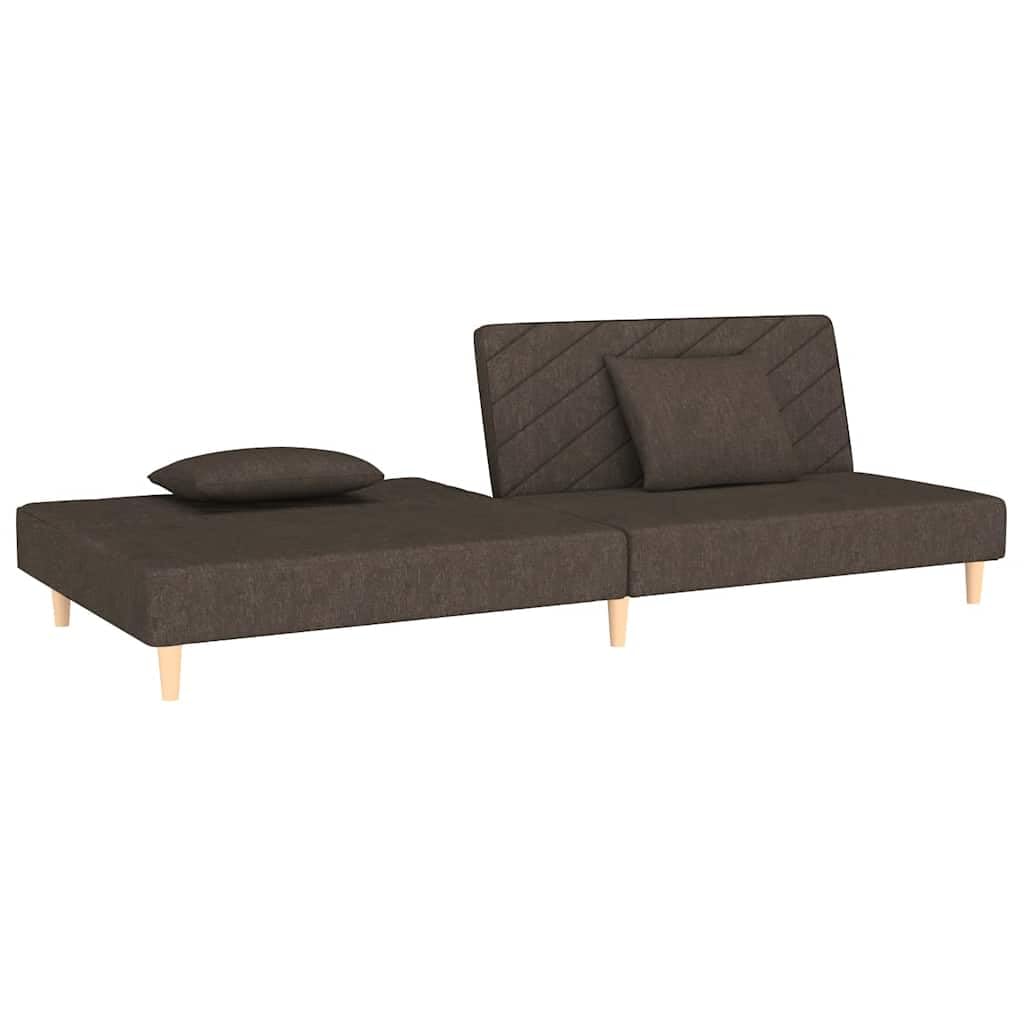 Sofa z funkcją spania 2-osobowa z funkcją łóżka i dwoma poduszkami w kolorze brązowym, łóżko dla gości, do salonu i pokoju gościnnego