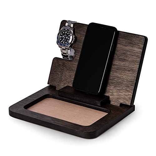 Bey-Berk Wood Docking Station with Valet, Brown (BB712GRY)
