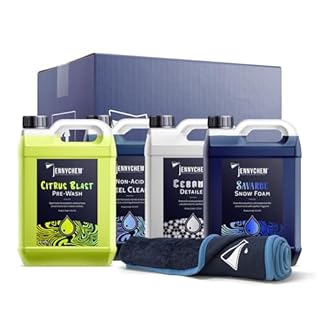 Detailing Essentials Kit – 4 x 5L Car Cleaning Set with Citrus Pre Wash, Snow Foam, Wheel Cleaner, Ceramic Detailer & Drying Towel | Professional Car Detailing Kit