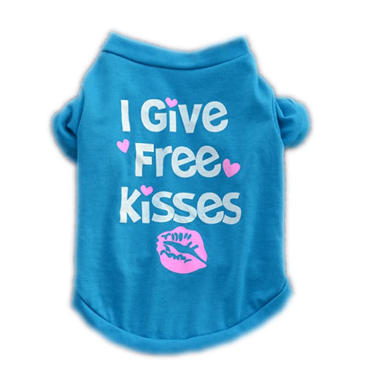KUTKUT Small Dog & Cat T Shirt | Breathable I Gv Free Kisses Printed Half Sleeves Tee Shirt for Small Dogs Papillon, Maltese, Shihtzu, Cats(Size: L, Chest Girth 45cm, Back Length 35cm) (B0BB6YGX9N) Amazon Price History, Amazon Price Tracker
