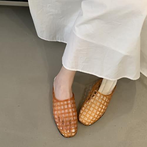 Clear Jelly Shoes for Women Slip on Closed Toe Flats Sandals Jelly Mesh Slides Comfortable Summer Beach Slippers3