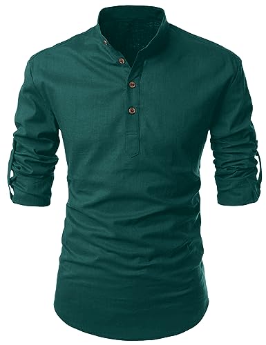 Image of FINIVO FASHION Men's Cotton Blend Solid Full Sleeve Short Kurta Shirt, Regular Fit Solid Pattern Mandarin Collar Straight Kurta Shirt