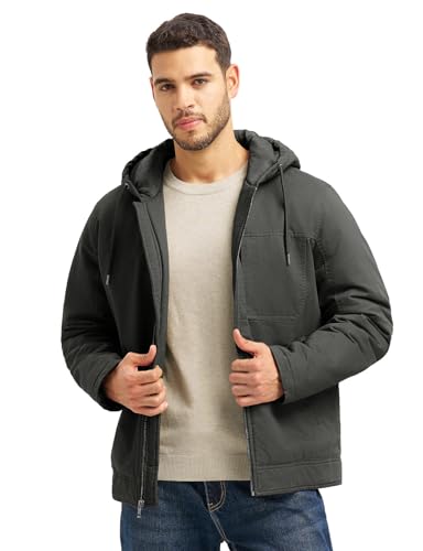 TBMPOY Men's Winter Work Jackets Hooded Quilted Lined Workwear Cotton Active Coats2