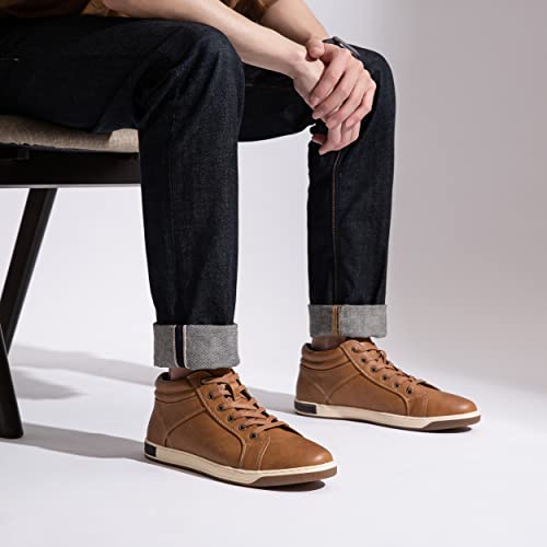 Jousen Men's Fashion Sneakers High Top Dress Sneakers Causal Shoes for Men (A81Q09 Yellow Brown 10)