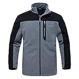 donhobo Herren Fleecejacke Full Zip Stehkragen Weich Warm Outdoor Wandern Trekking Jacken Frühling Herbst und Winter Übergangsjacke (Grau, L)