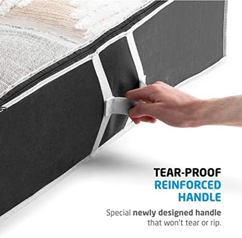 Premium Underbed Storage Bag (2-Pack) Clothes Storage Boxes with Zips, Storage Bags for bedding, King Size Duvet, Linen, Pillow, Shoe - Non-Woven Under Bed Storage Box Organiser for Clothes