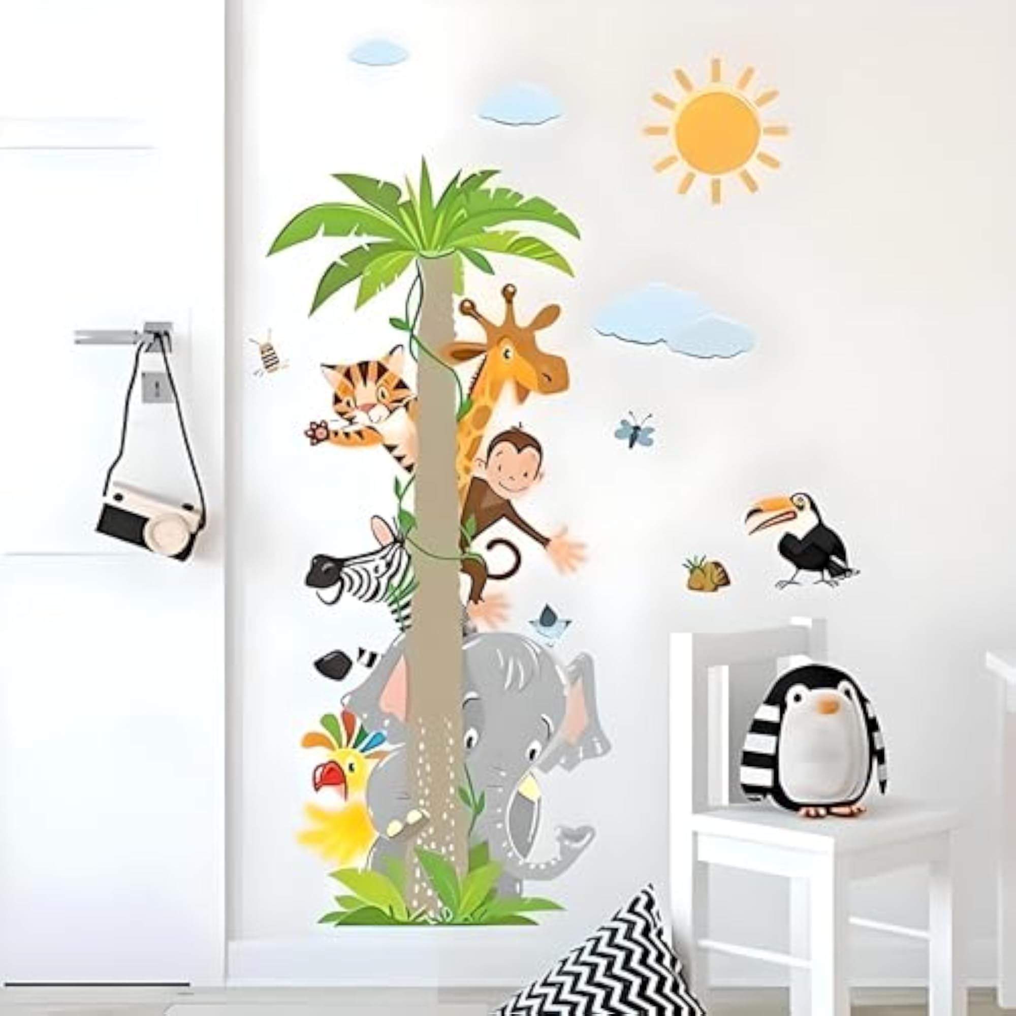 Coconut Tree Jungle Animal Wall Sticker for Home Decor