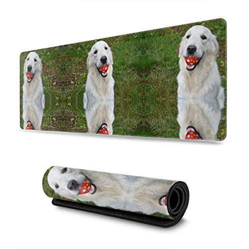 White Golden Retriever rutschfestes Mauspad, Gaming-Mäusematte, genähte Schreibtisch-Mousepad mit Kanten, Bürogummi-Mousepad für PC-Computer-Laptop