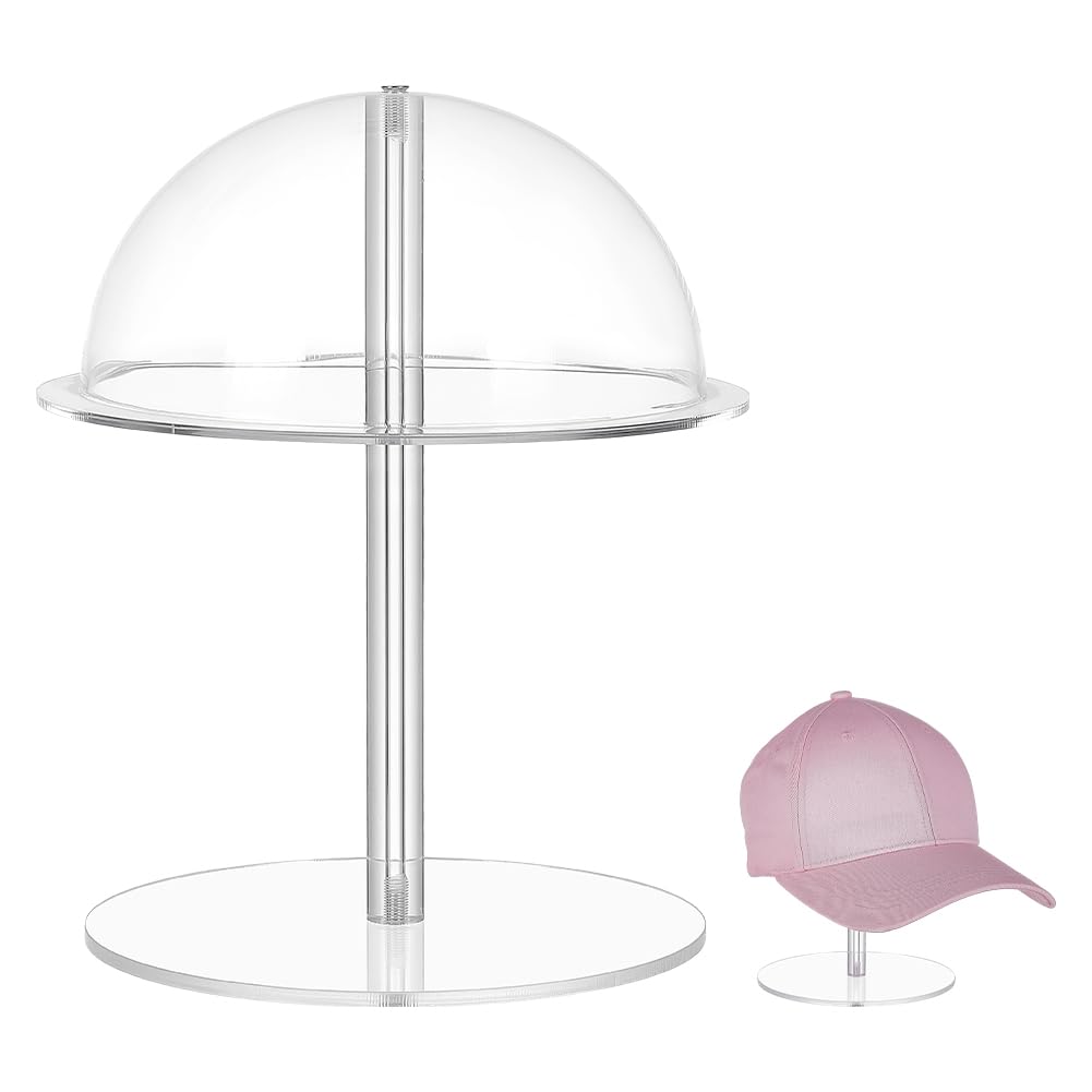 PH PandaHall 20cm Espositore per Cappelli Baseball Espositore per Parrucche, Supporto Trasparente a Cupola per Cappelli per Armadi Negozi Saloni