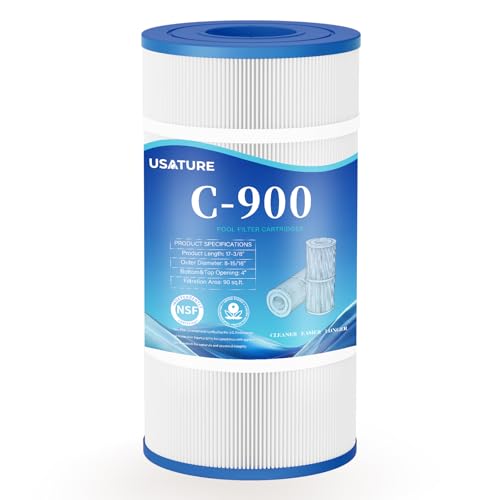 USATURE C900 Pool Filter Cartridge Replacement for Hayward Star Clear Plus C900 CX900RE Pleatco PA90 Unicel C-8409 Filbur FC-1292 90 sq.ft Cartridge L x OD: 17-3/8 x 8-15/16