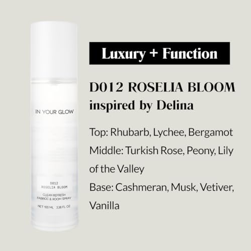 Image of In Your Glow Fabric & Room Mist Spray- Long-Lasting Clean Scent, Unisex Luxury Fragrance & Odor Eliminator, 100ml- D012 ROSELIA BLOOM