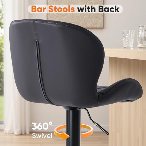Image of Sweetcrispy Bar Stools Set of 4, Swivel Adjustable Height Fabric Bar Chair