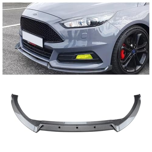Car Front Bumper Spoiler Splitter Lip for Ford Focus ST MK3.5 2015-2018 2017 Glossy Black Carbon Fiber Look